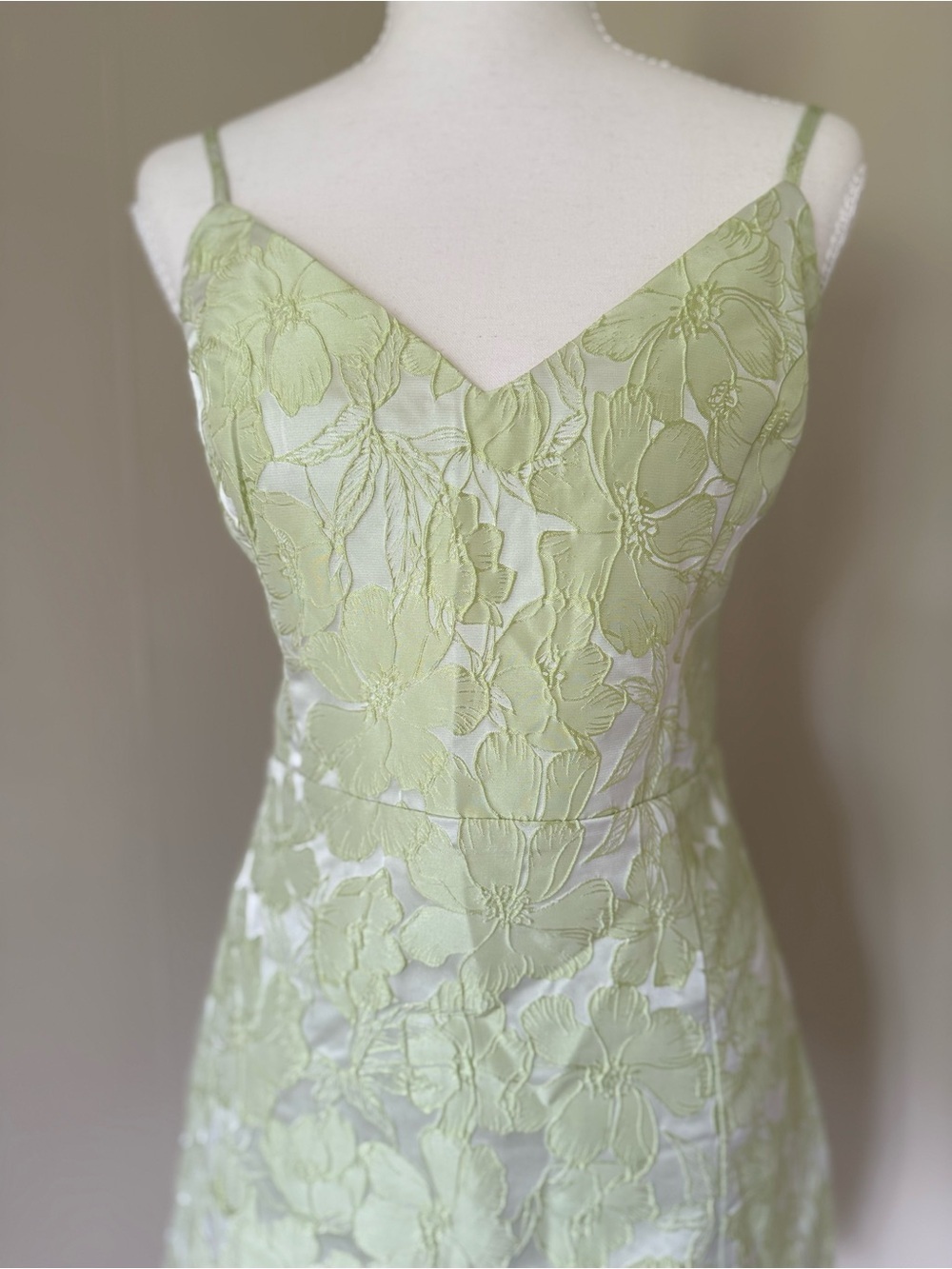 Lulu's Floral Goals Light Green Floral Jacquard Sleeveless Mini Dress Garden - Picture 3 of 8